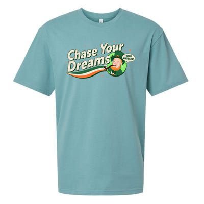 St Patrick's Day Chase Your Dreams With Whiskey Sueded Cloud Jersey T-Shirt