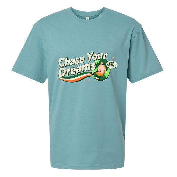 St Patrick's Day Chase Your Dreams With Whiskey Sueded Cloud Jersey T-Shirt