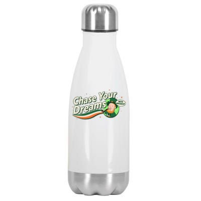 St Patrick's Day Chase Your Dreams With Whiskey Stainless Steel Insulated Water Bottle