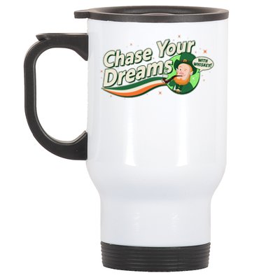 St Patrick's Day Chase Your Dreams With Whiskey Stainless Steel Travel Mug