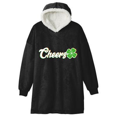 St Patrick's Day Cheers Clover Hooded Wearable Blanket