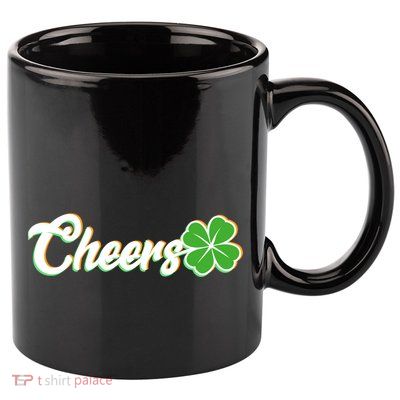 St Patrick's Day Cheers Clover 11oz C Handle Ceramic Mug