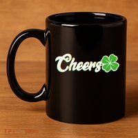 St Patrick's Day Cheers Clover 11oz C Handle Ceramic Mug