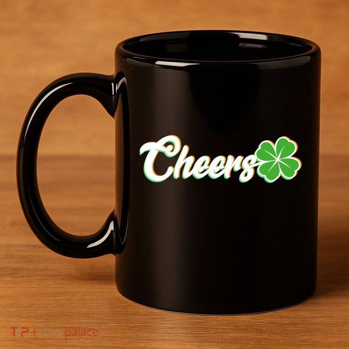 St Patrick's Day Cheers Clover 11oz C Handle Ceramic Mug