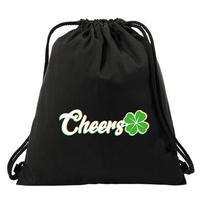 St Patrick's Day Cheers Clover Drawstring Bag
