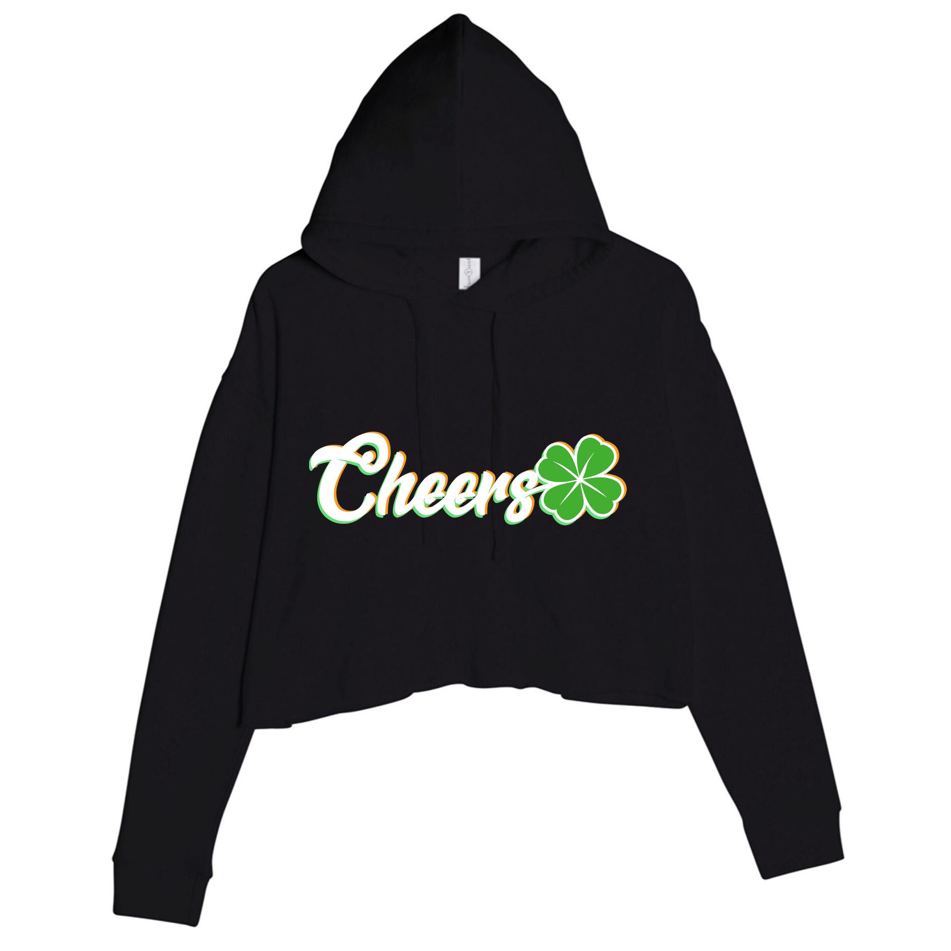 St Patrick's Day Cheers Clover Crop Fleece Hoodie