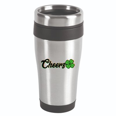 St Patrick's Day Cheers Clover 16oz Travel Tumbler