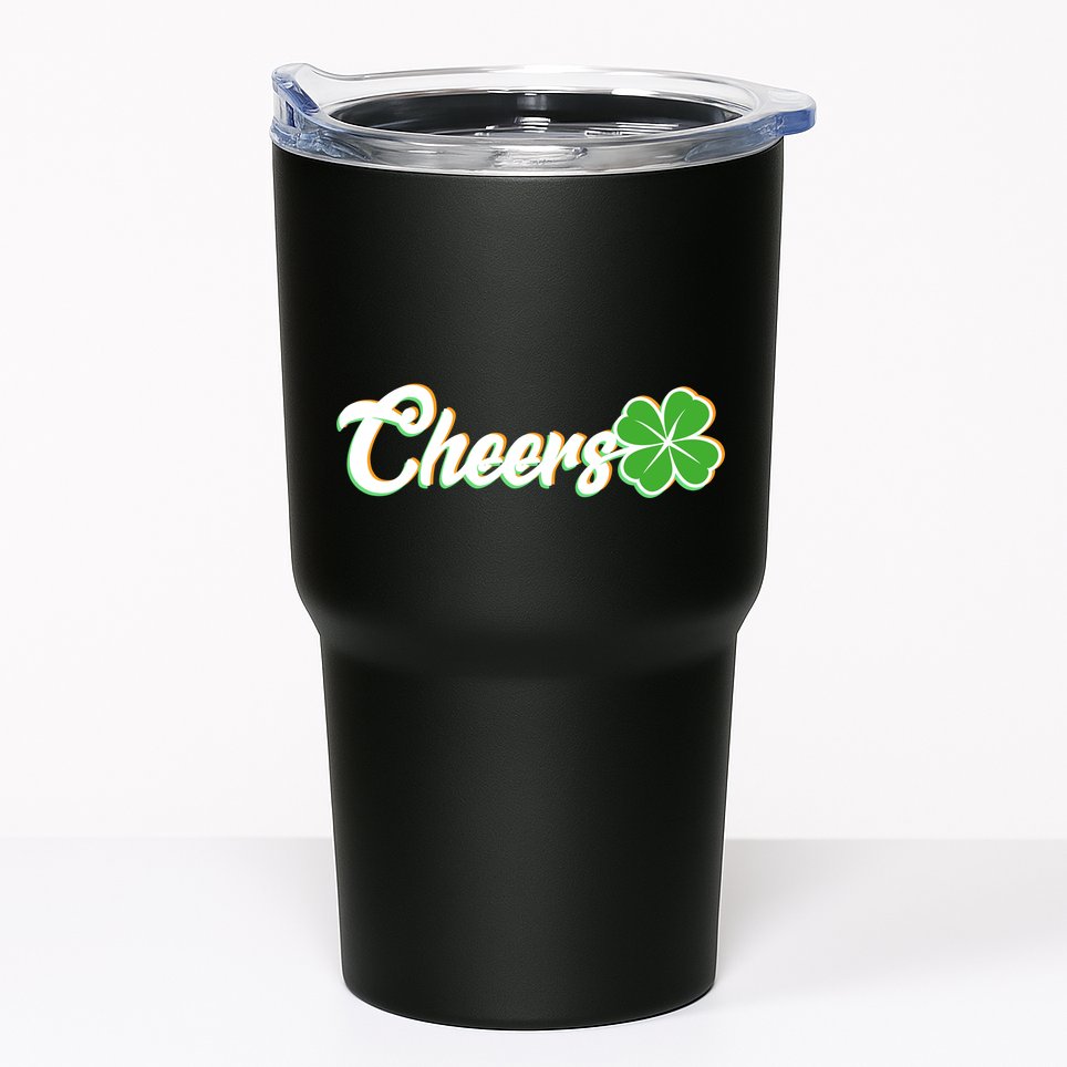 St Patrick's Day Cheers Clover Tumbler