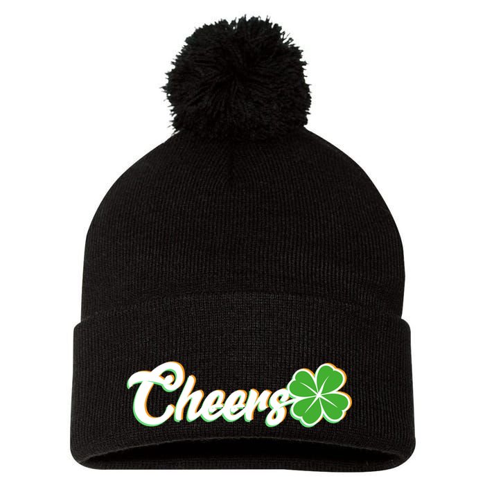 St Patrick's Day Cheers Clover Pom Pom 12in Knit Beanie