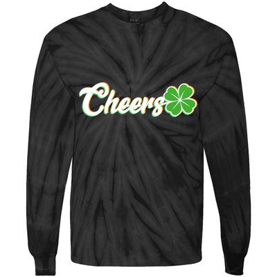 St Patrick's Day Cheers Clover Tie-Dye Long Sleeve Shirt