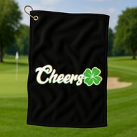 St Patrick's Day Cheers Clover Golf Towel