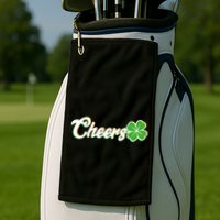 St Patrick's Day Cheers Clover Golf Towel