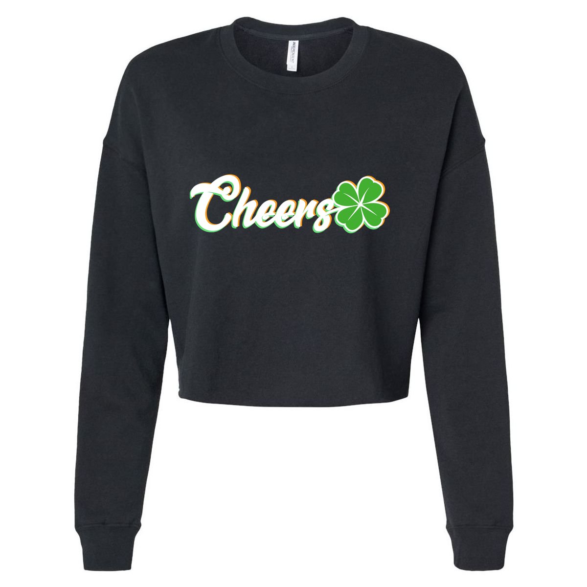 St Patrick's Day Cheers Clover Cropped Pullover Crew