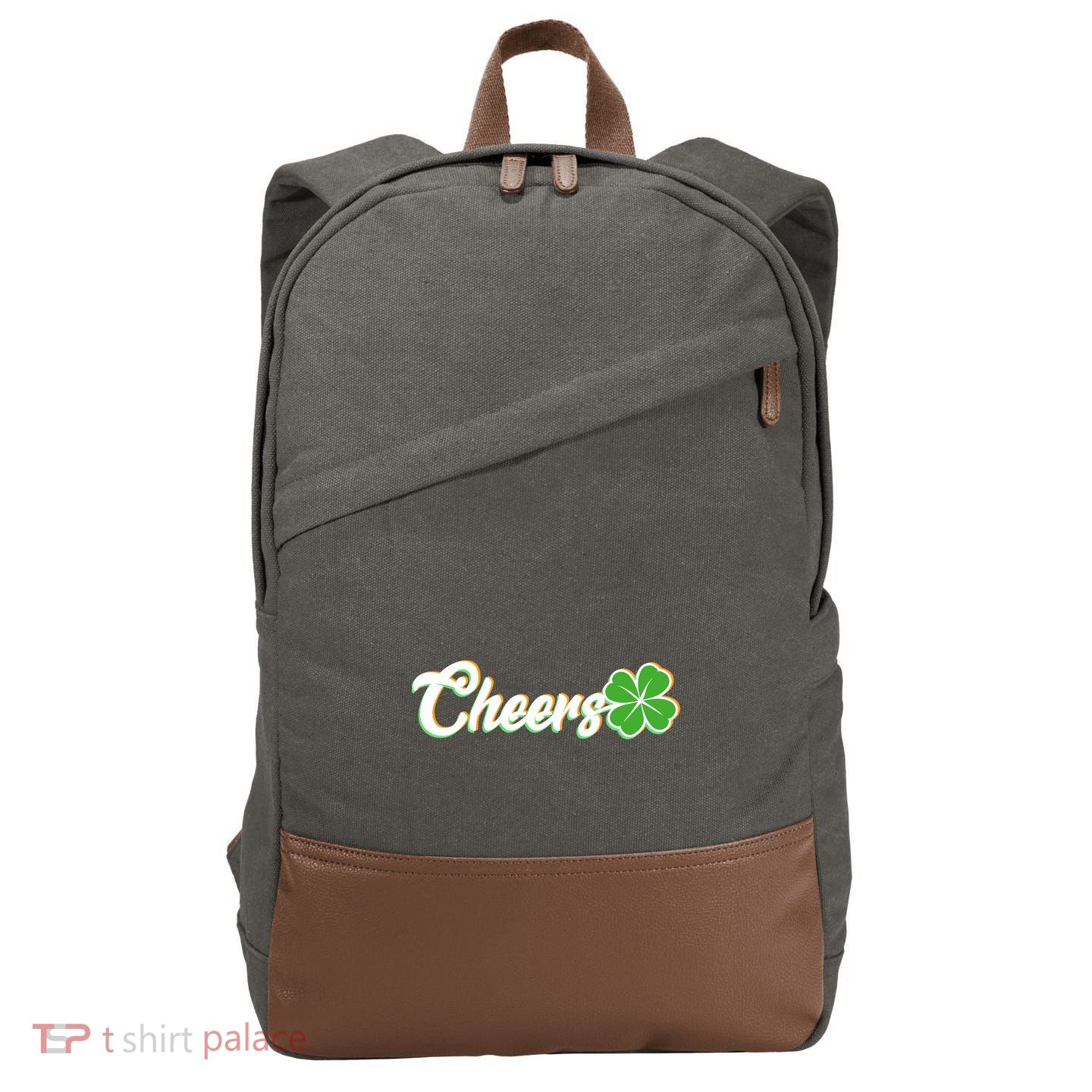 St Patrick's Day Cheers Clover Cotton Canvas Backpack