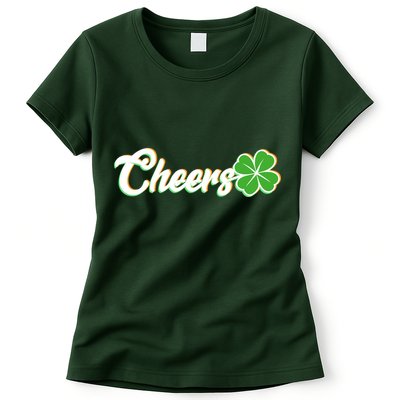 St Patrick's Day Cheers Clover Womens T-Shirt