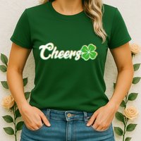 St Patrick's Day Cheers Clover Womens T-Shirt