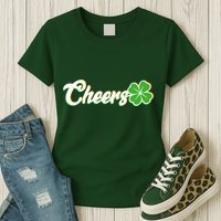 St Patrick's Day Cheers Clover Womens T-Shirt