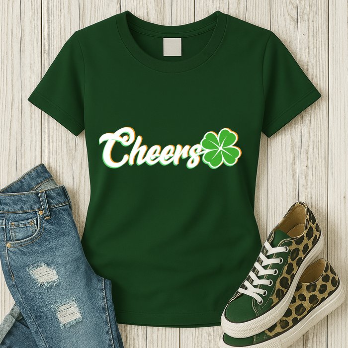 St Patrick's Day Cheers Clover Womens T-Shirt