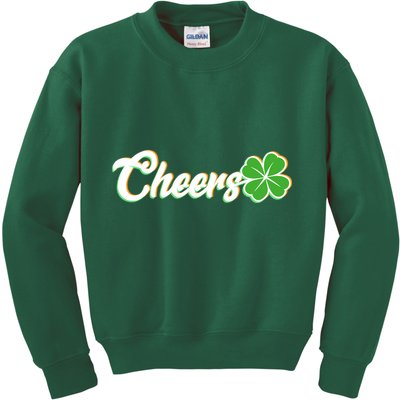St Patrick's Day Cheers Clover Kids Sweatshirt