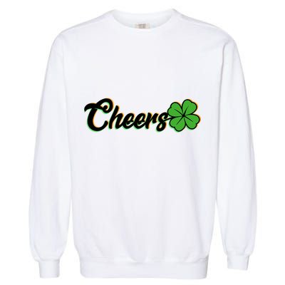 St Patrick's Day Cheers Clover Garment-Dyed Sweatshirt