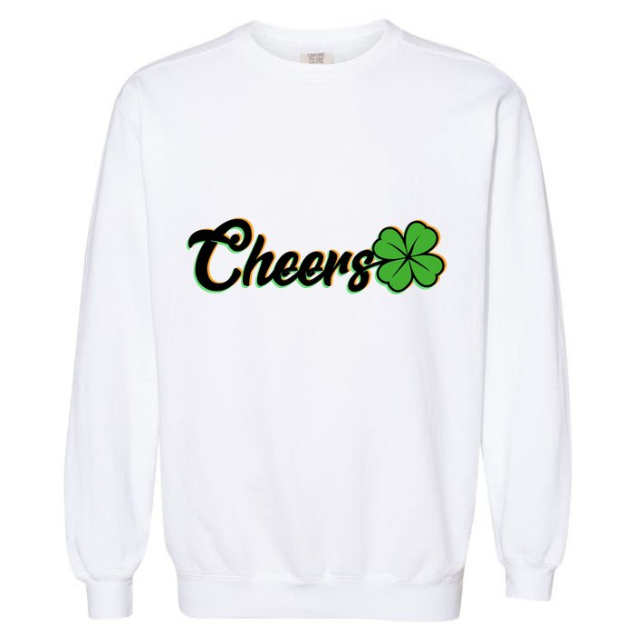 St Patrick's Day Cheers Clover Garment-Dyed Sweatshirt
