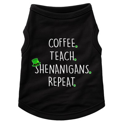 St Patrick's Day Coffee Teach Shenanigans Repeat Doggie Tank