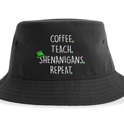 St Patrick's Day Coffee Teach Shenanigans Repeat Sustainable Bucket Hat