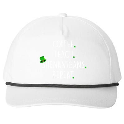 St Patrick's Day Coffee Teach Shenanigans Repeat Snapback Five-Panel Rope Hat