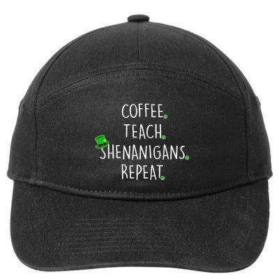 St Patrick's Day Coffee Teach Shenanigans Repeat 7-Panel Snapback Hat