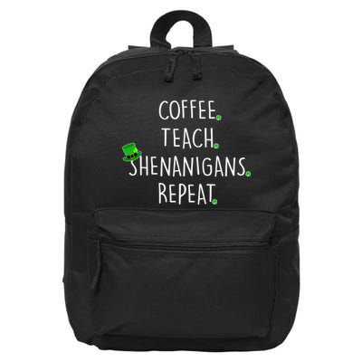 St Patrick's Day Coffee Teach Shenanigans Repeat 16 in Basic Backpack