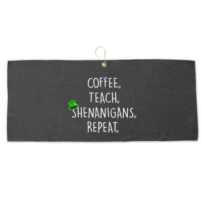 St Patrick's Day Coffee Teach Shenanigans Repeat Large Microfiber Waffle Golf Towel