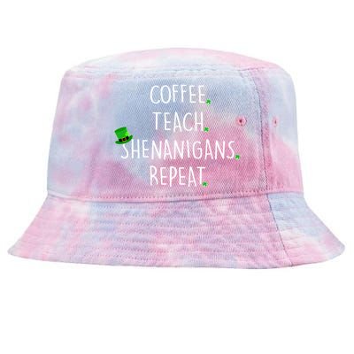 St Patrick's Day Coffee Teach Shenanigans Repeat Tie-Dyed Bucket Hat