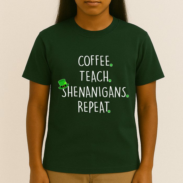 St Patrick's Day Coffee Teach Shenanigans Repeat T-Shirt