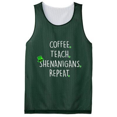 St Patrick's Day Coffee Teach Shenanigans Repeat Mesh Reversible Basketball Jersey Tank