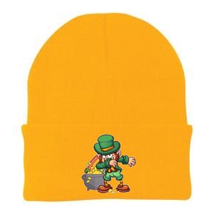 St Patricks Day Dabbing Leprechaun Pot Of Gold Knit Cap Winter Beanie