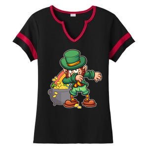 St Patricks Day Dabbing Leprechaun Pot Of Gold Ladies Halftime Notch Neck Tee