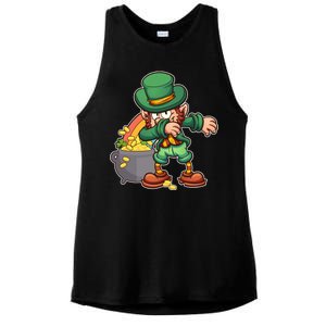 St Patricks Day Dabbing Leprechaun Pot Of Gold Ladies PosiCharge Tri-Blend Wicking Tank