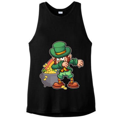 St Patricks Day Dabbing Leprechaun Pot Of Gold Ladies PosiCharge Tri-Blend Wicking Tank