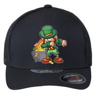 St Patricks Day Dabbing Leprechaun Pot Of Gold Flexfit Unipanel Trucker Cap