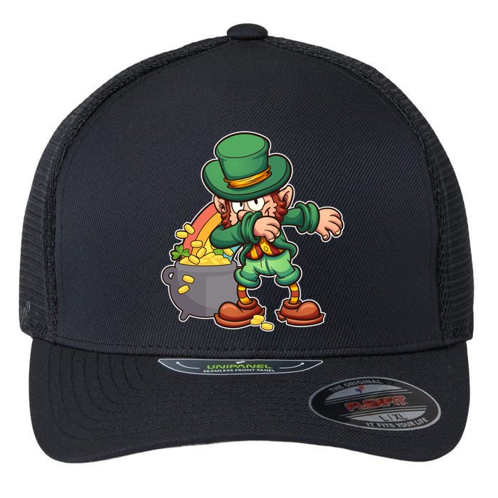 St Patricks Day Dabbing Leprechaun Pot Of Gold Flexfit Unipanel Trucker Cap