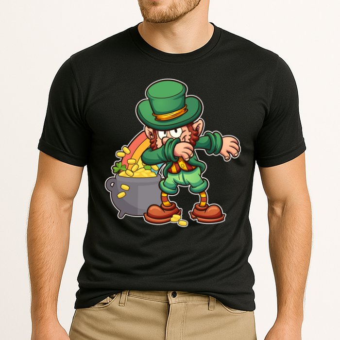 St Patricks Day Dabbing Leprechaun Pot Of Gold Performance Shirt
