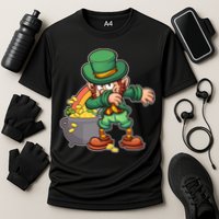 St Patricks Day Dabbing Leprechaun Pot Of Gold Performance Shirt