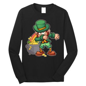 St Patricks Day Dabbing Leprechaun Pot Of Gold Long Sleeve Shirt