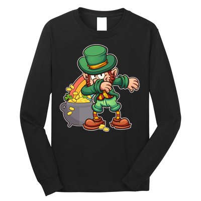 St Patricks Day Dabbing Leprechaun Pot Of Gold Long Sleeve Shirt