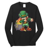St Patricks Day Dabbing Leprechaun Pot Of Gold Long Sleeve Shirt
