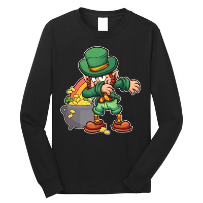 St Patricks Day Dabbing Leprechaun Pot Of Gold Long Sleeve Shirt