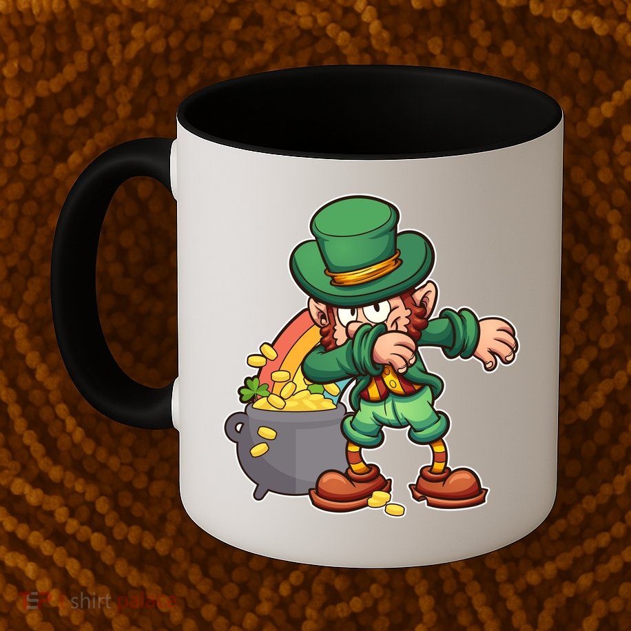 St Patricks Day Dabbing Leprechaun Pot Of Gold Mug