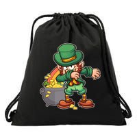 St Patricks Day Dabbing Leprechaun Pot Of Gold Drawstring Bag