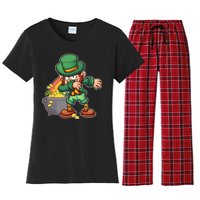 St Patricks Day Dabbing Leprechaun Pot Of Gold Women's Flannel Pajama Set