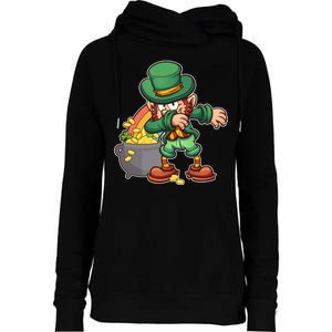 St Patricks Day Dabbing Leprechaun Pot Of Gold Womens Funnel Neck Pullover Hood